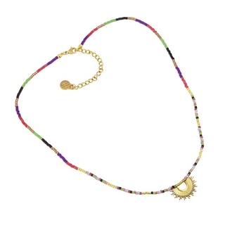 Women's Necklace Multicolor Miyuki Crystals BCO156 Anartxy Steel 316L-IP Gold Plated